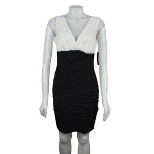 NWT Saint Tropez West Dress Bodycon Black  Cream Sleeveless Size 10